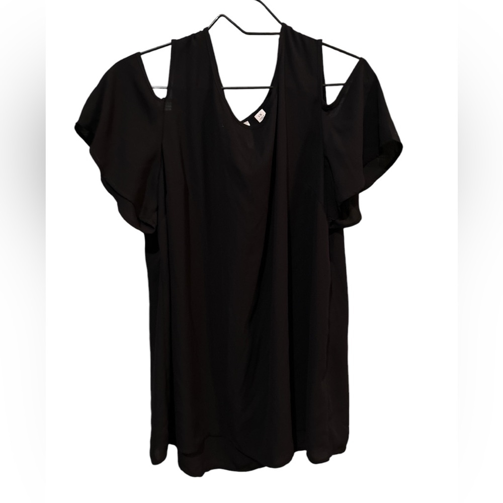 Tacera Women's Black Short Sleeve Cold Shoulder Top Size 1X